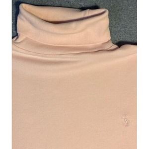 LAUREN RALPH SPORT Women's TOP pink LARGE preppy LONG SLEEVE turtle neck‎